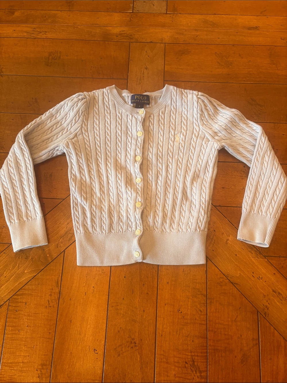 Polo by Ralph Lauren Light Blue Cable-Knit Button-Front Cardigan